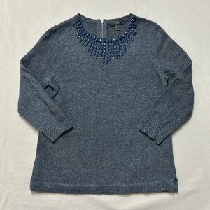 J. Crew grey beaded embellished sweater size S